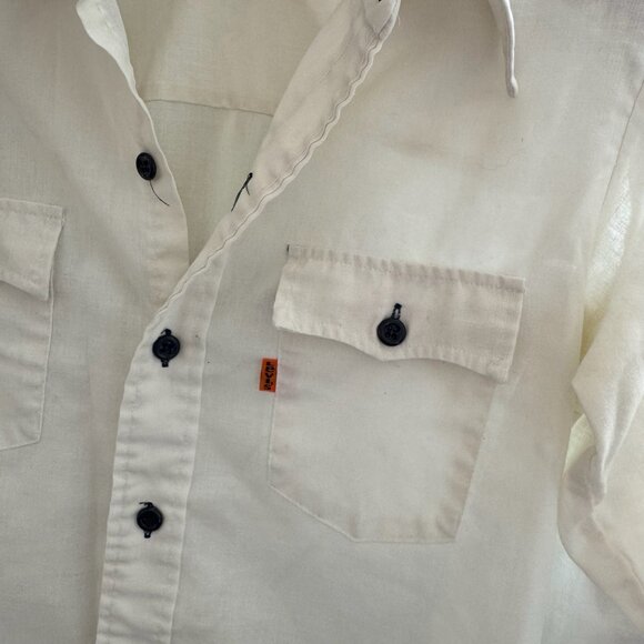 Vintage Levi's Saddleman Tag Orange Tab White Cotton Shirt Size Small - Picture 4 of 5